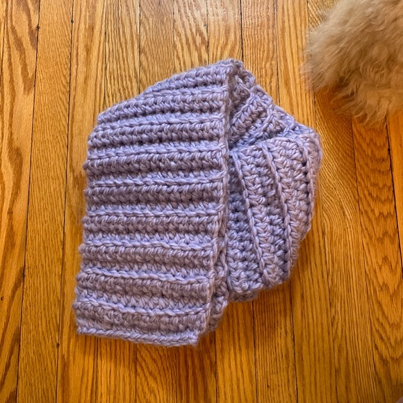 Handmade Chunky Knit Alpaca Wool Scarf in Lavender Purple - Picture 1 of 3